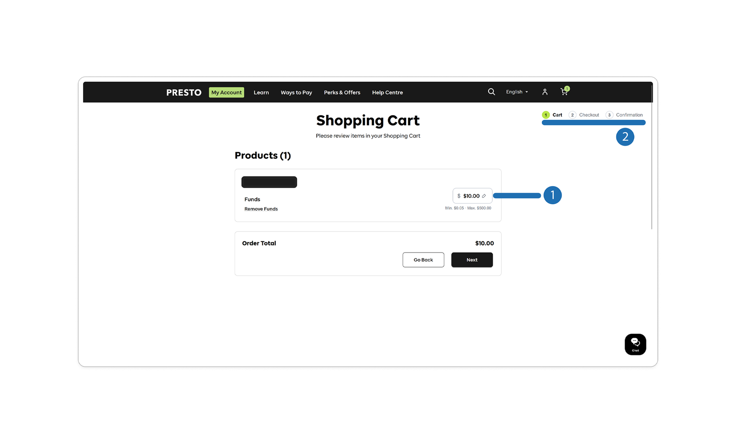 After: redesigned cart
